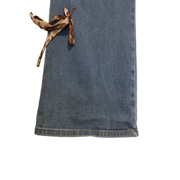 Vtg.90s Y2K Navi XL Bootcut Flare Jeans Boho 16-18 USA Funky Lace-Up Denim - Picture 5 of 16